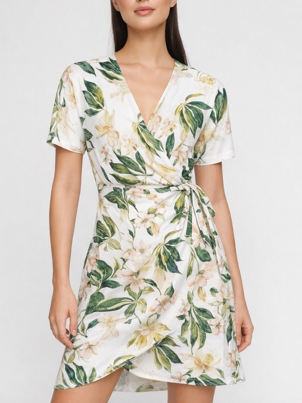 Babaton Wallace Wrap Mini Dress – XXS – Floral Botanical Print – Aritzia